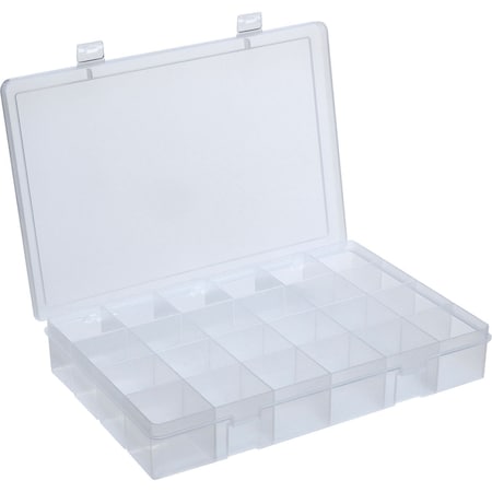 Durham Mfg Durham Large Plastic Compartment Box, 24 Compartments, 13-1/8x9x2-5/16 LP24-CLEAR